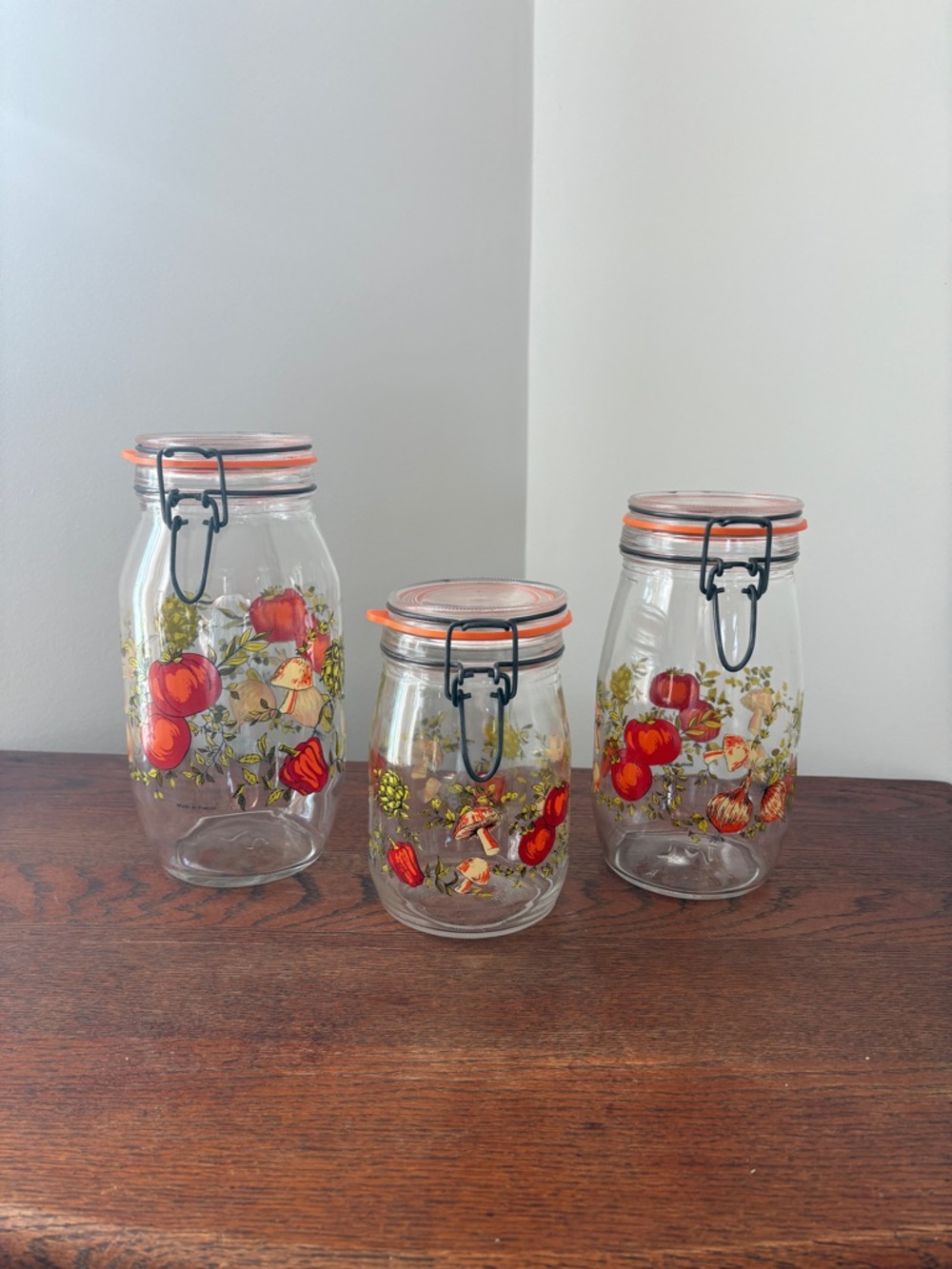 Vintage Spice of Life Canister Set by Arc France 3 Pcs with Hinged Lids MCM
